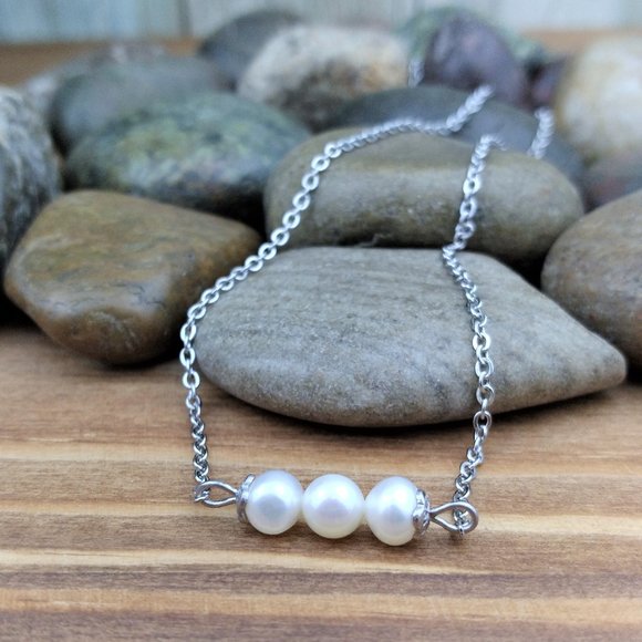 Jewelry - Cultured Pearl Silver Tone Chain Necklace